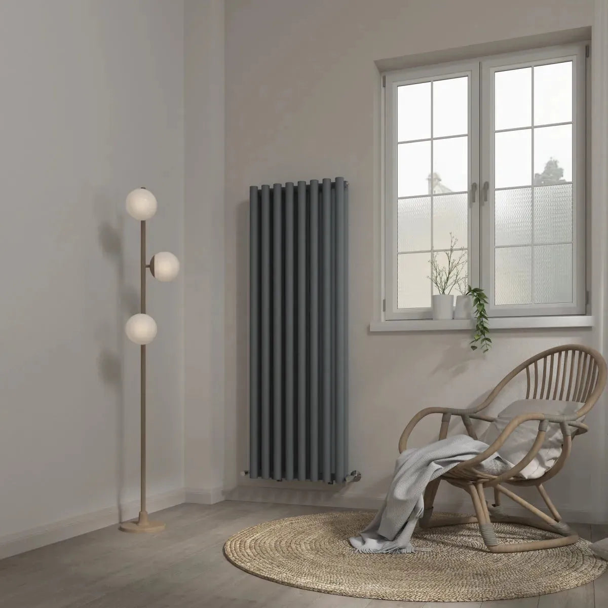 Comiso - Modern vertical round tube radiator anthracite - Warmthology