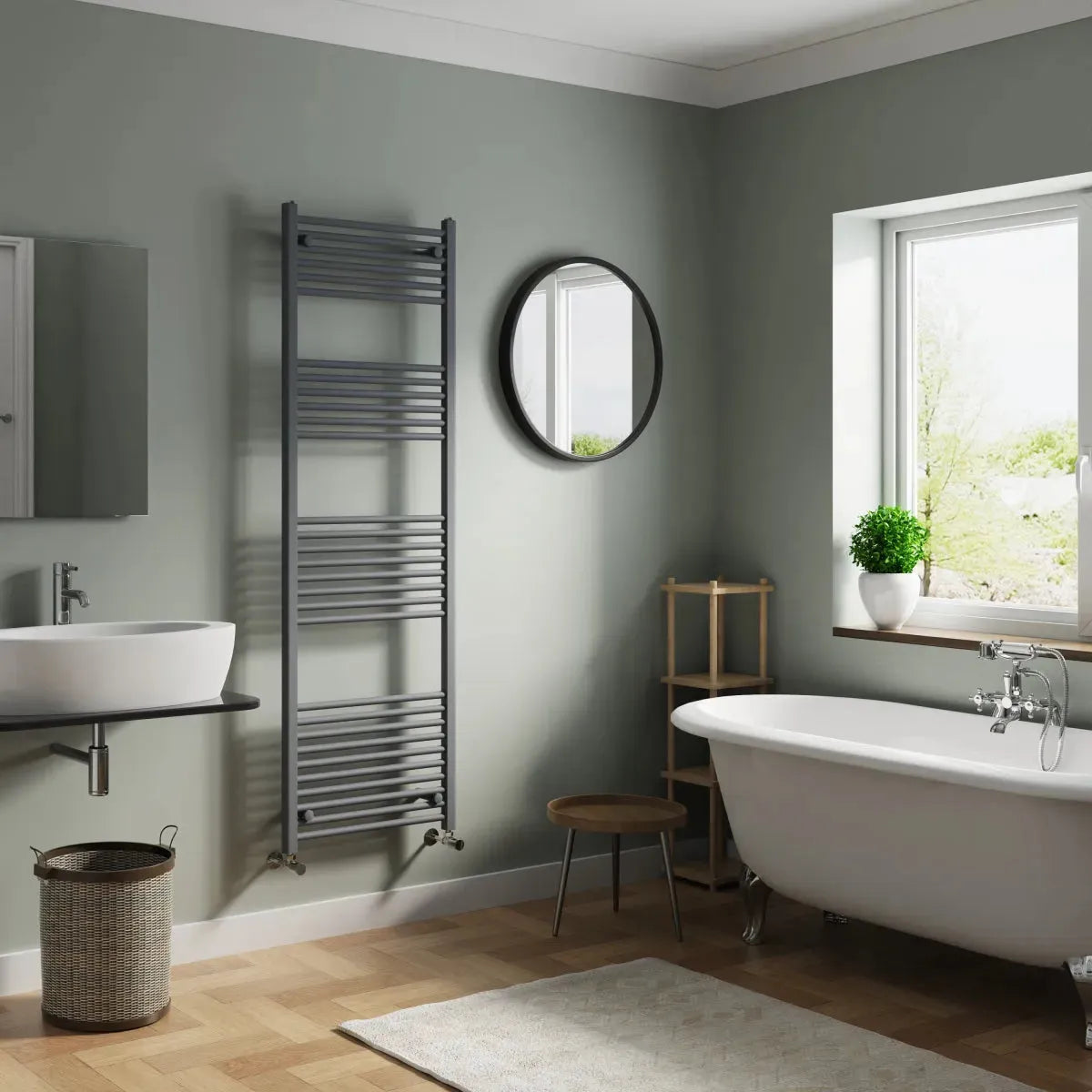 Enna - Straight heated towel rail anthracite - Warmthology