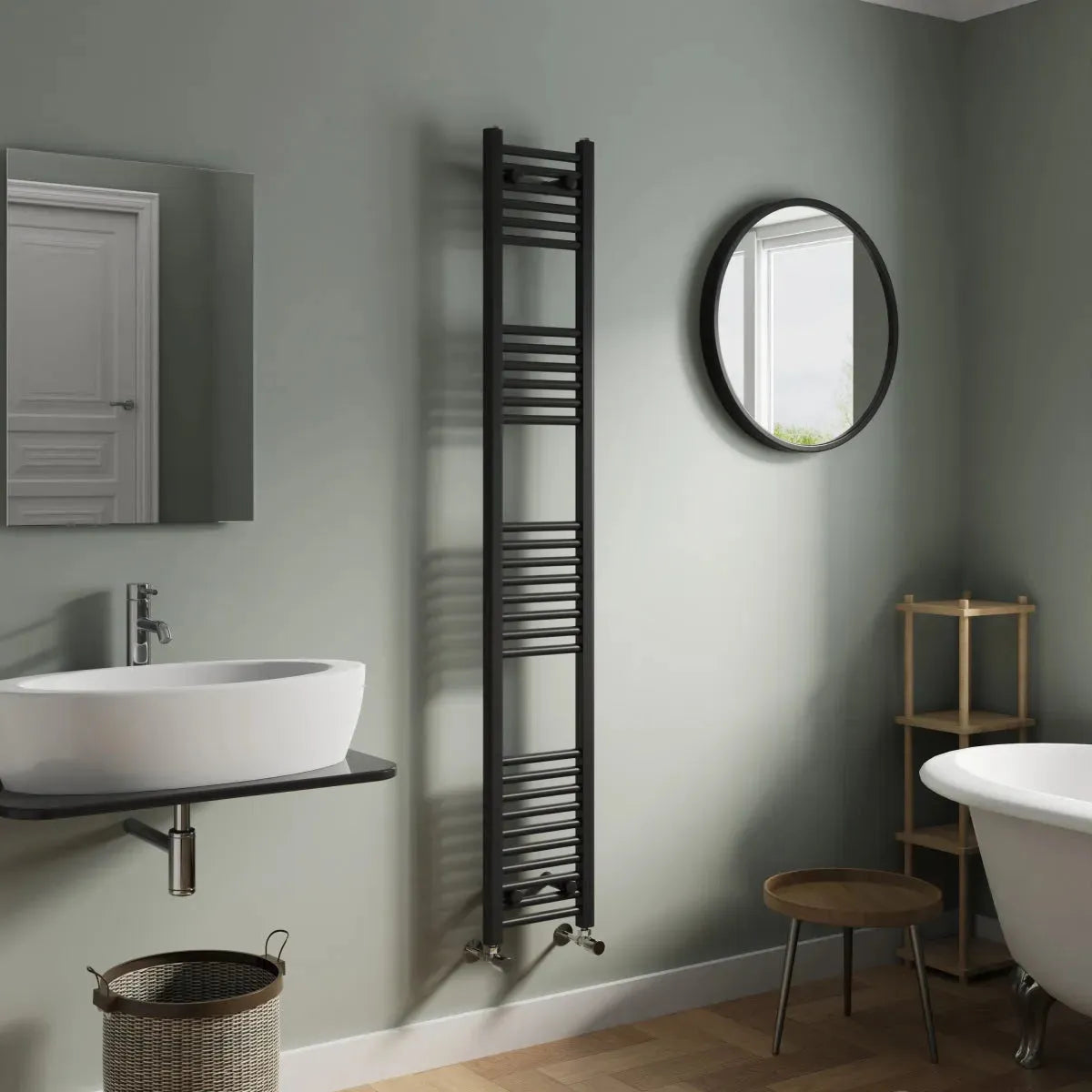 Enna - Straight heated towel rail black - Warmthology