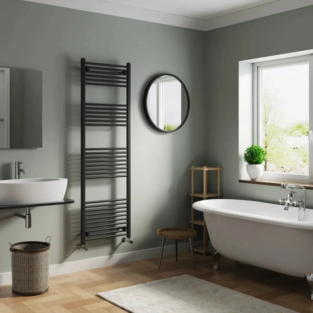 Enna - Straight heated towel rail black - Warmthology