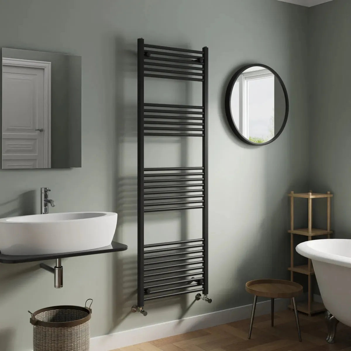 Enna - Straight heated towel rail black - Warmthology