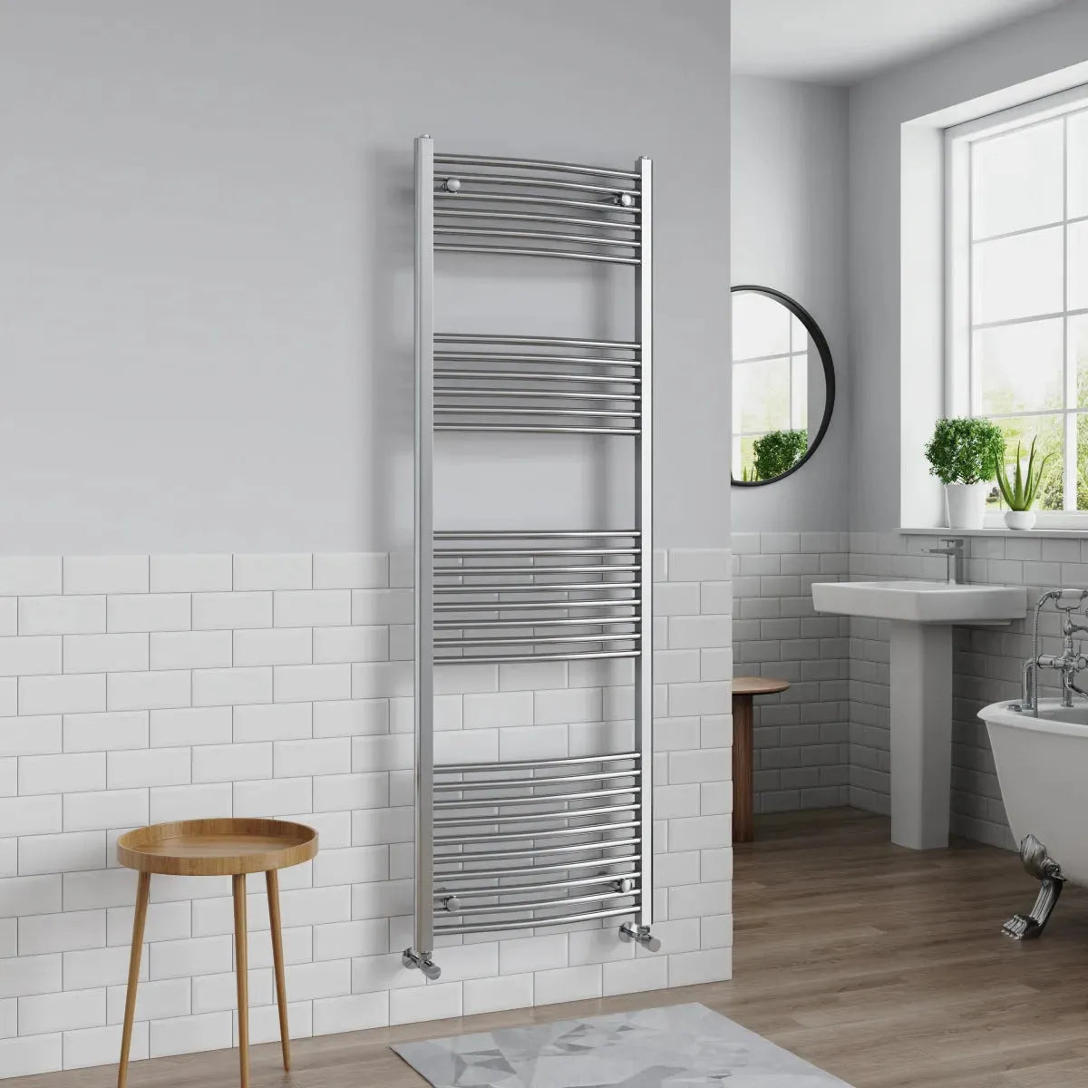 Gela - Curved heated towel rail chrome - Warmthology