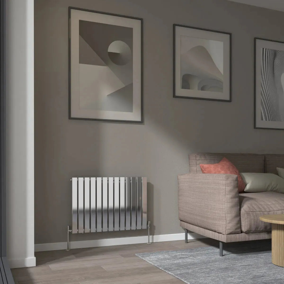 San Remo - Modern horizontal flat panel radiator chrome - Warmthology