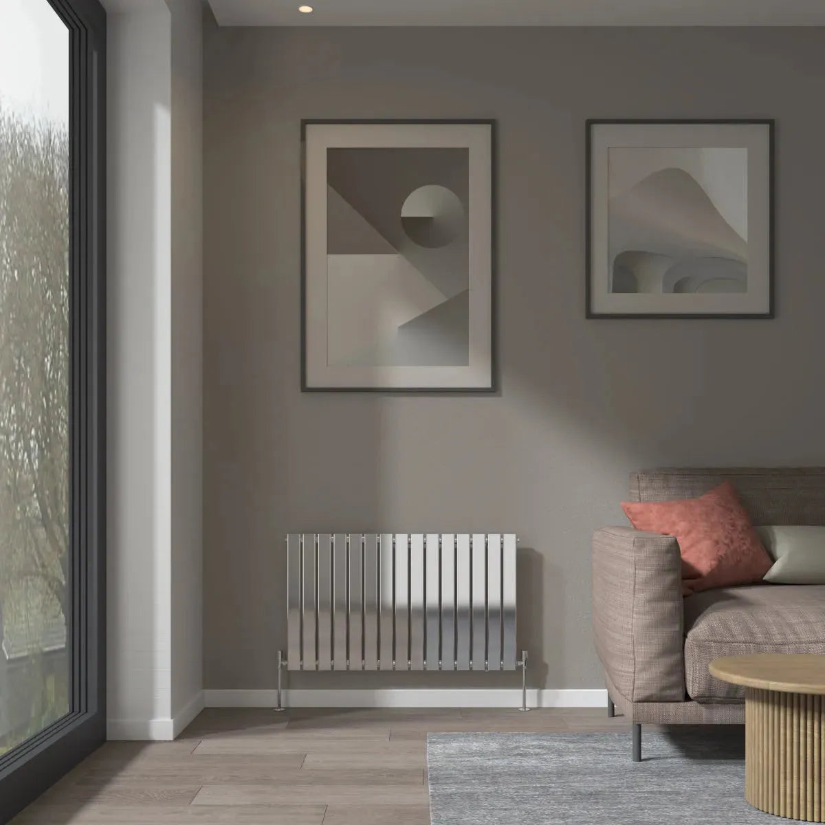 San Remo - Modern horizontal flat panel radiator chrome - Warmthology