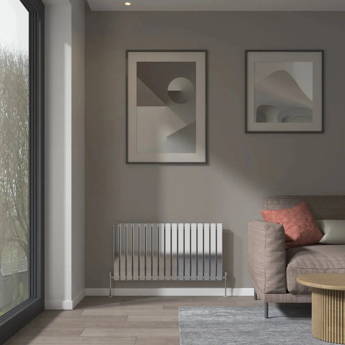 San Remo - Modern horizontal flat panel radiator chrome - Warmthology