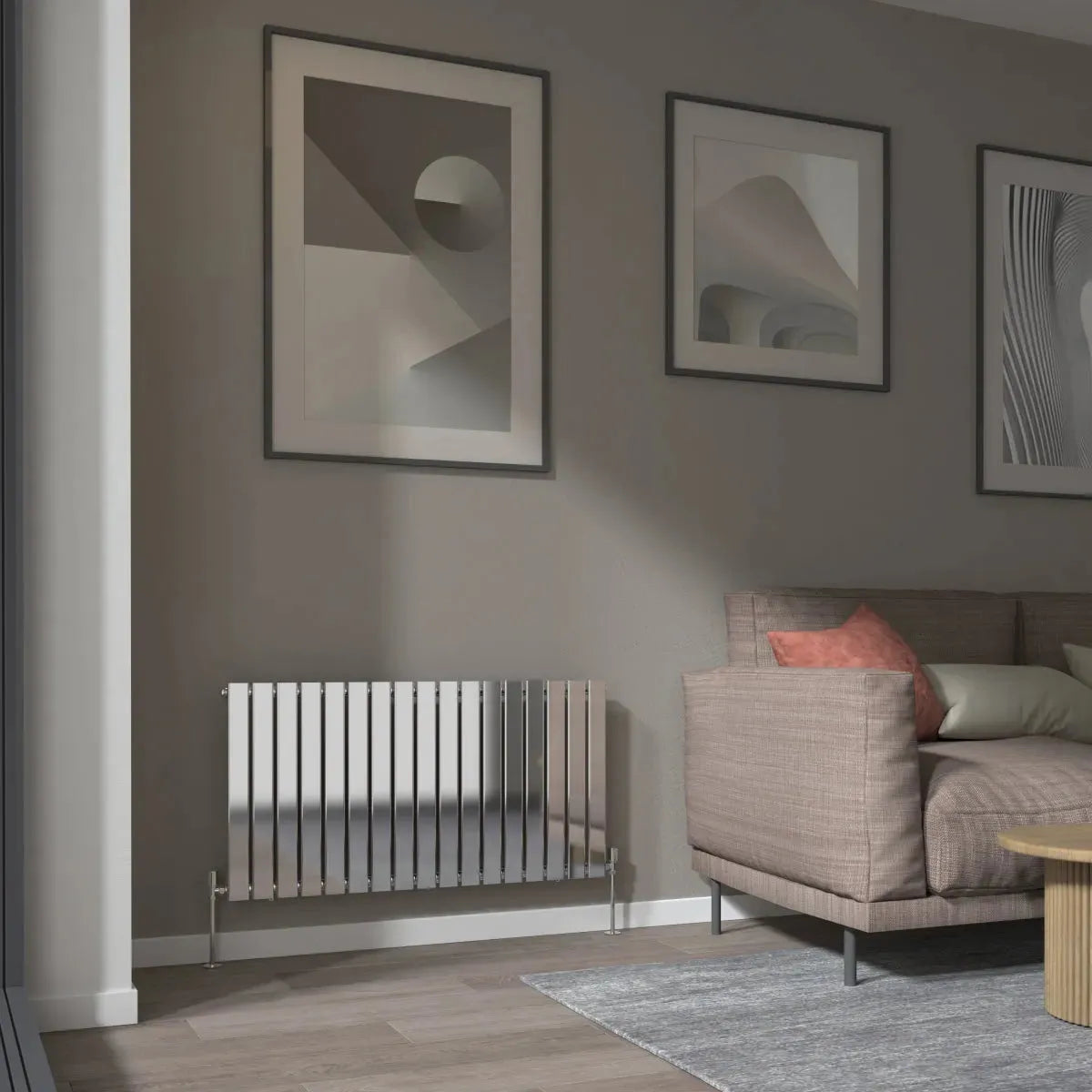 San Remo - Modern horizontal flat panel radiator chrome - Warmthology