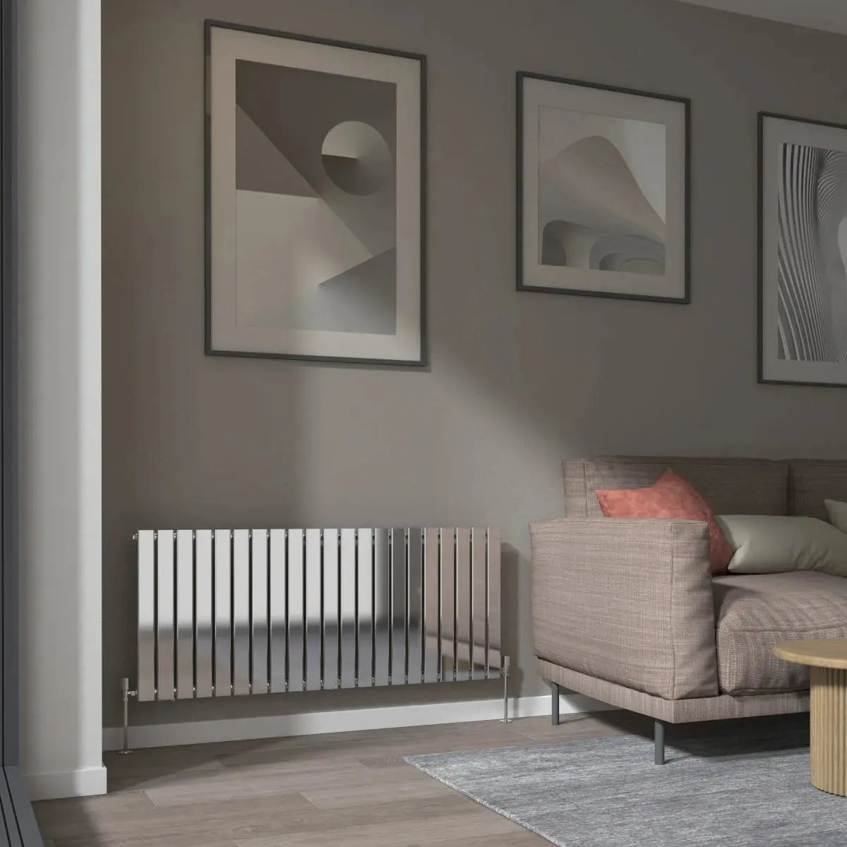 San Remo - Modern horizontal flat panel radiator chrome - Warmthology