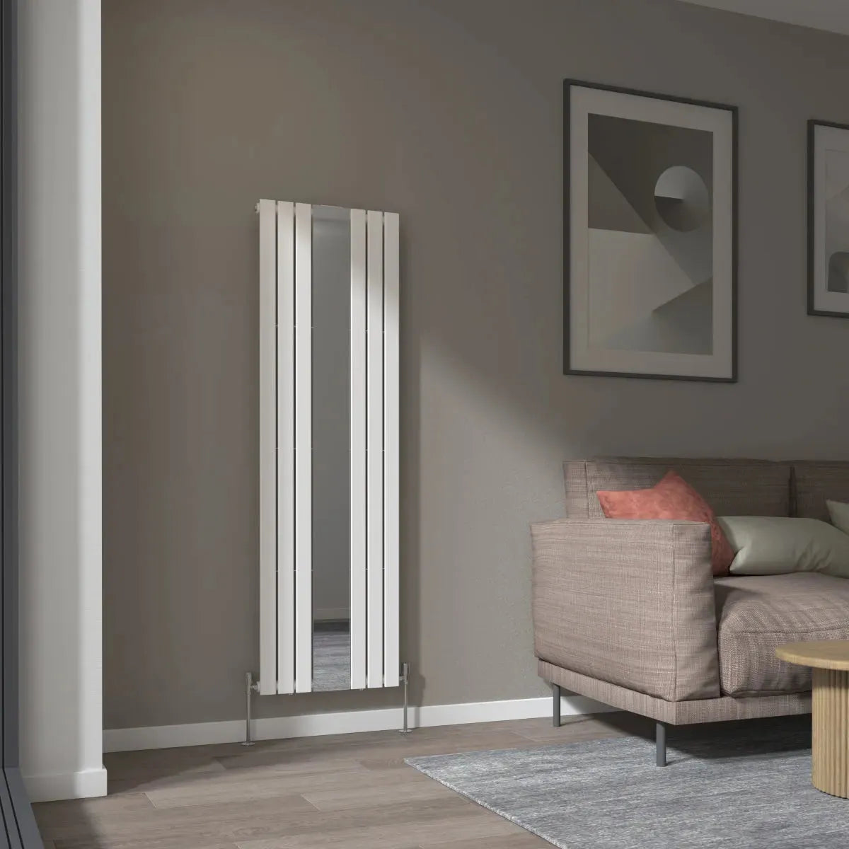 San Remo - Modern vertical flat panel mirror radiator white - Warmthology