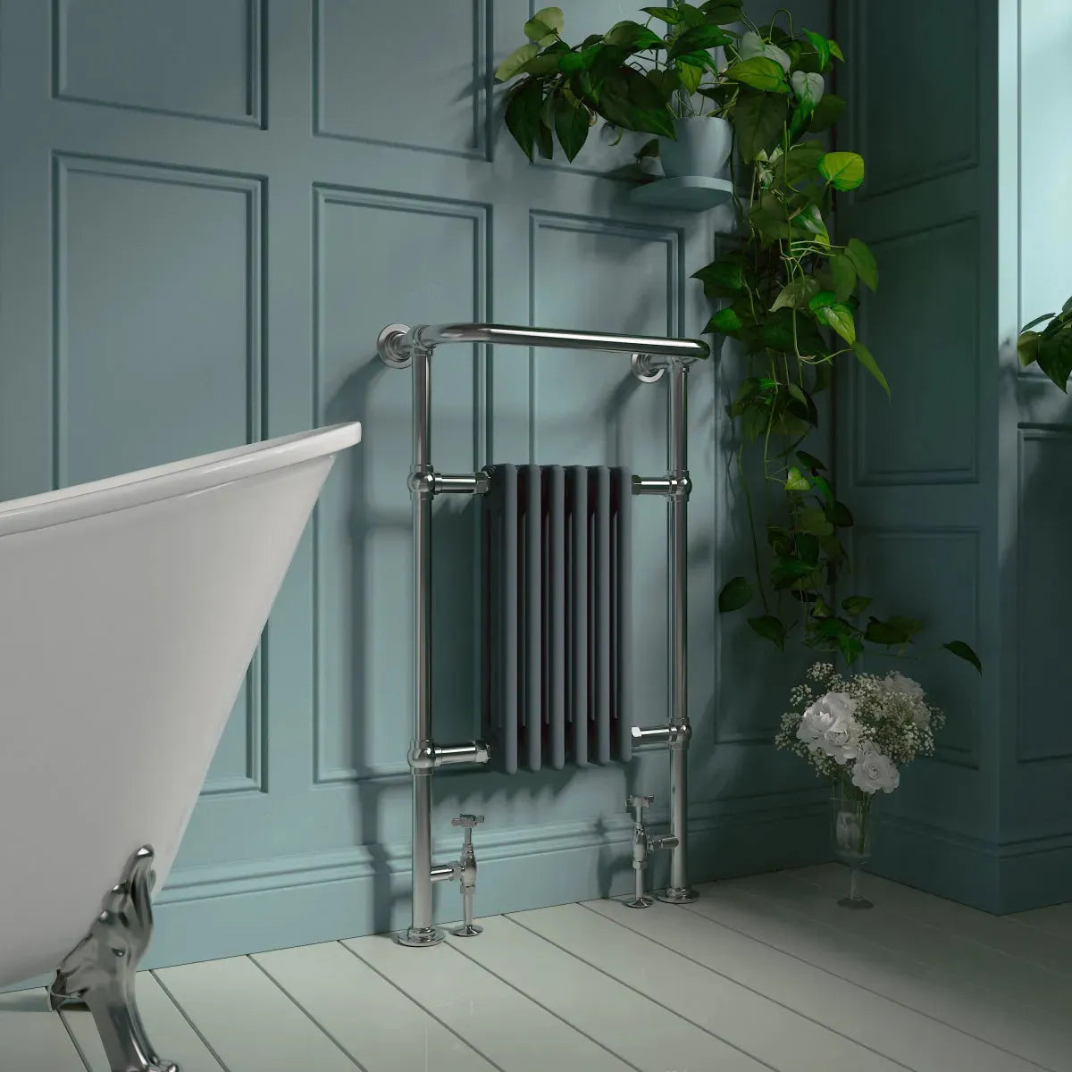 Varallo - Traditional heated towel rail anthracite - Warmthology