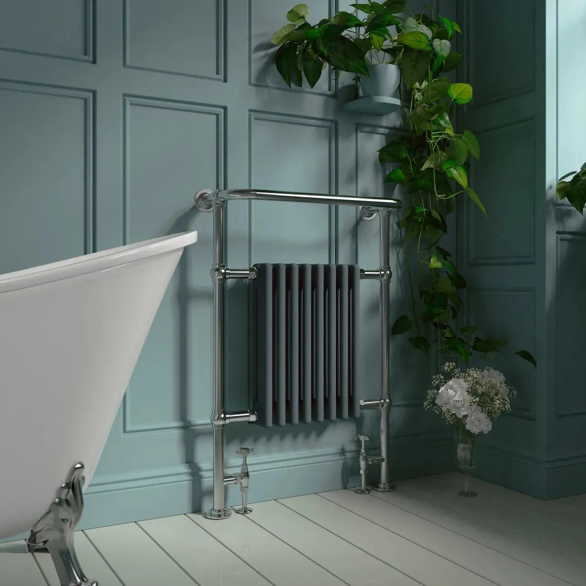 Varallo - Traditional heated towel rail anthracite - Warmthology